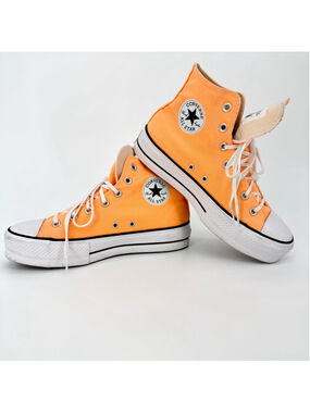 Converse All Star Chuck Taylor Orange High Top Lift Platform Sneakers Women Sz 9